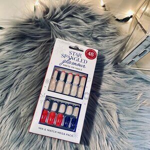 Star Spangled Glamour Patriotic Medium Squoval Press On Nails Mega Pack 48 Nails